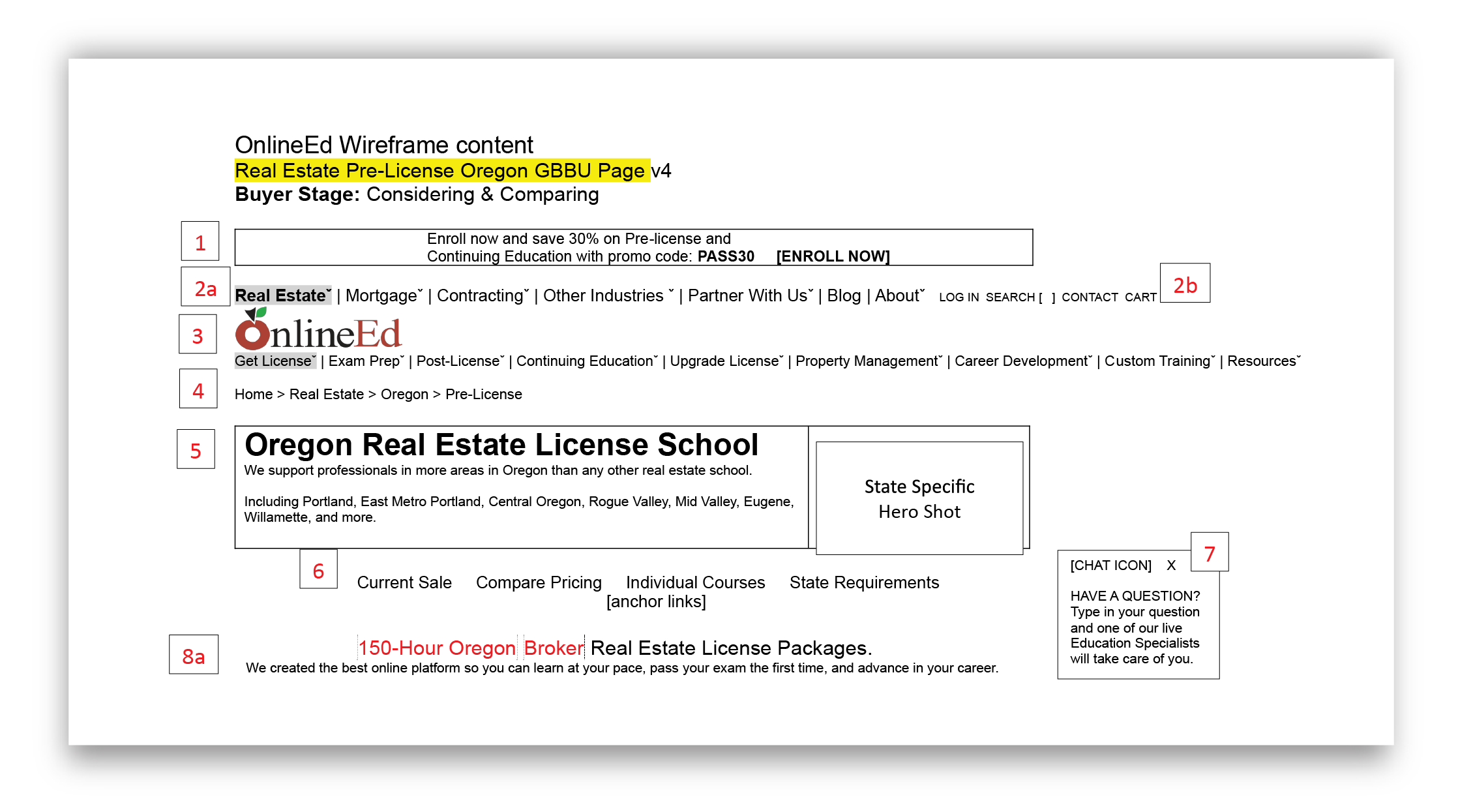 OnlineEd Wireframe